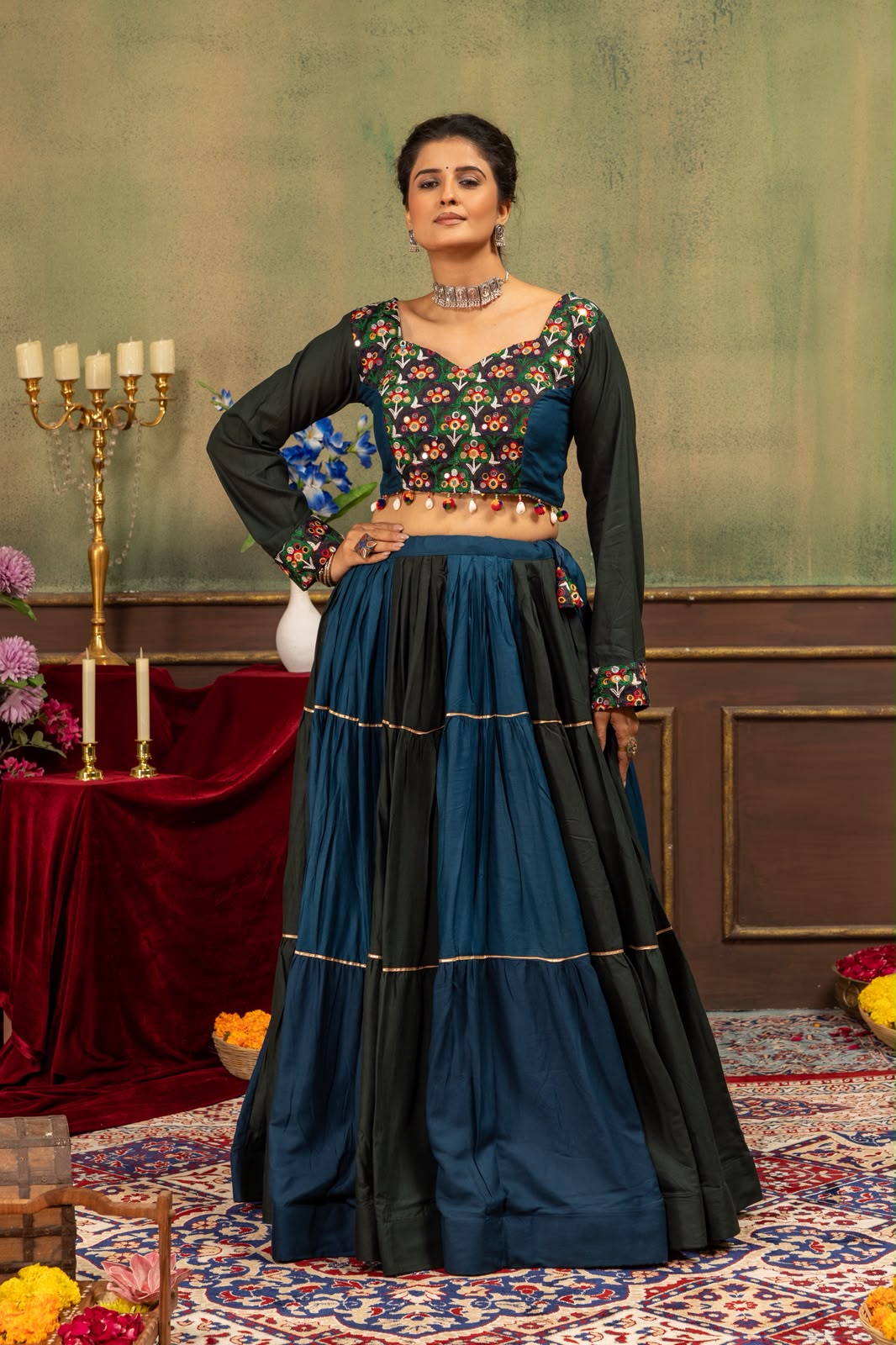 Navratri Lehenga Chaniya Choli with Mirror Work
