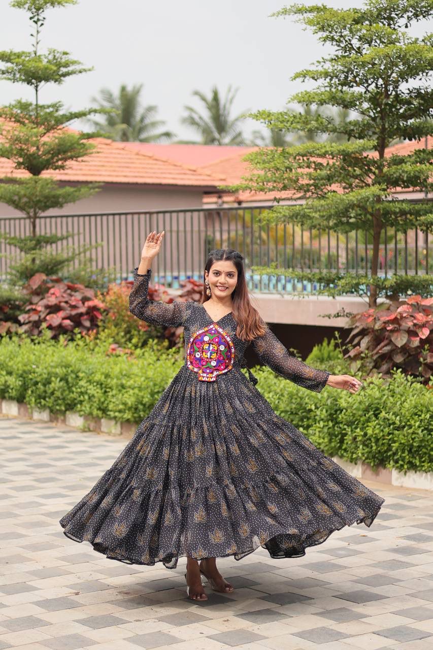 Navratri Special Gamathi Work Mirror Gown – 9 Meter Flair