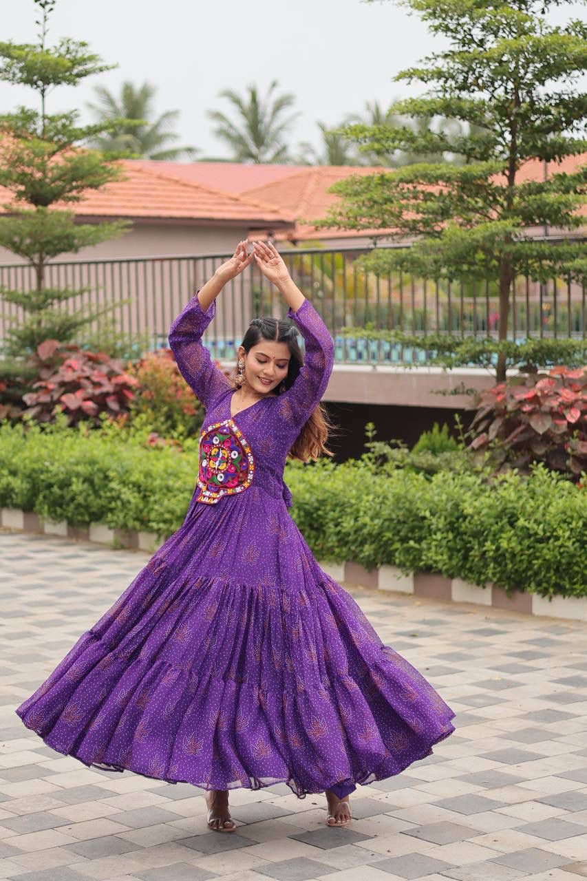 Navratri Special Gamathi Work Mirror Gown – 9 Meter Flair