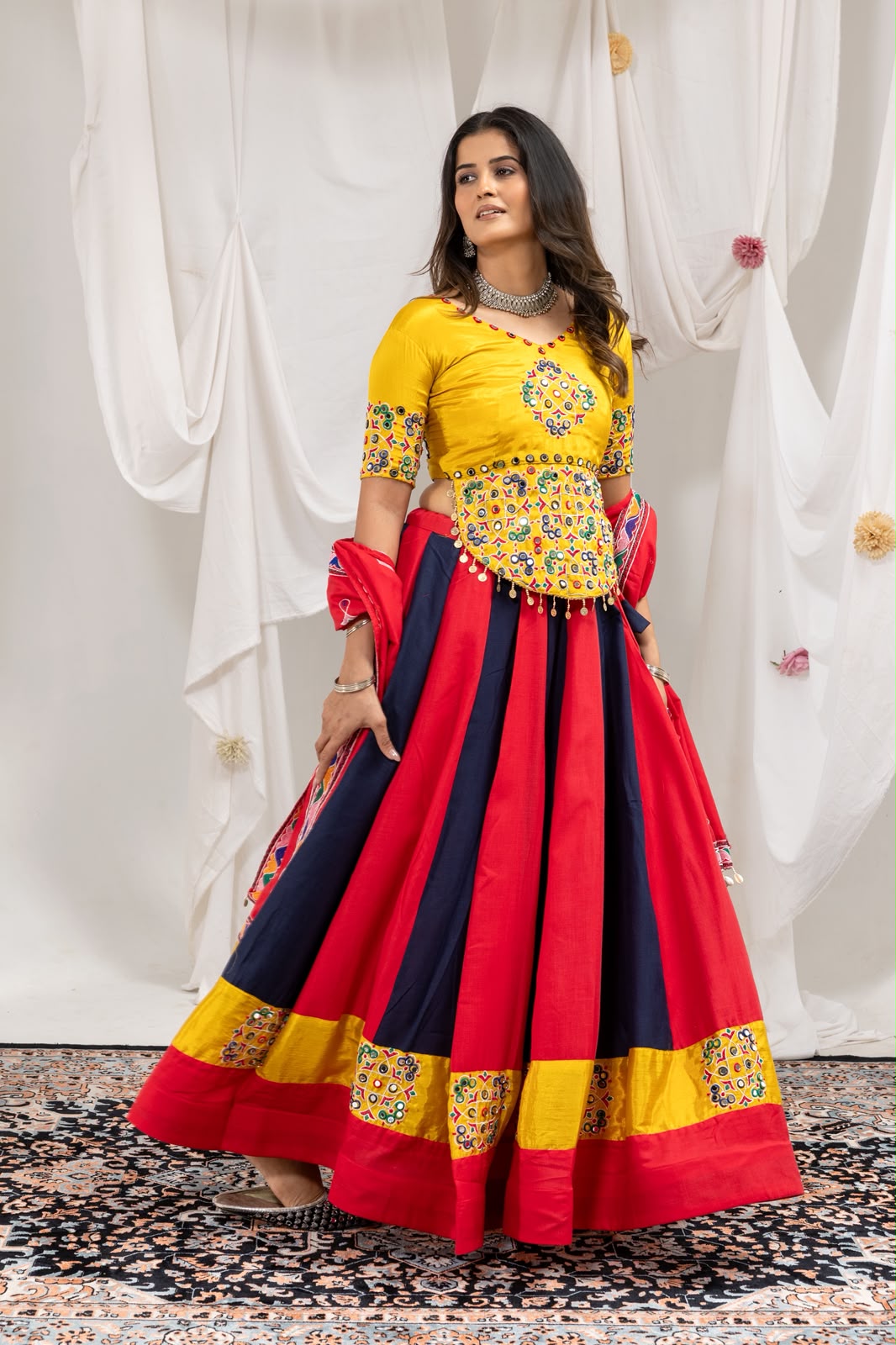 Navratri Chaniya Choli with Real Mirror Work