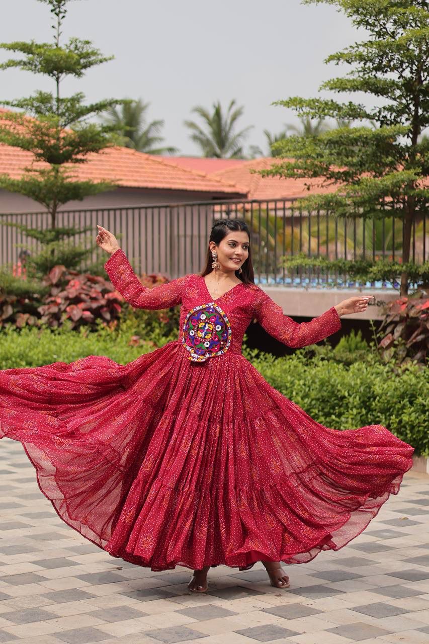 Navratri Special Gamathi Work Mirror Gown – 9 Meter Flair